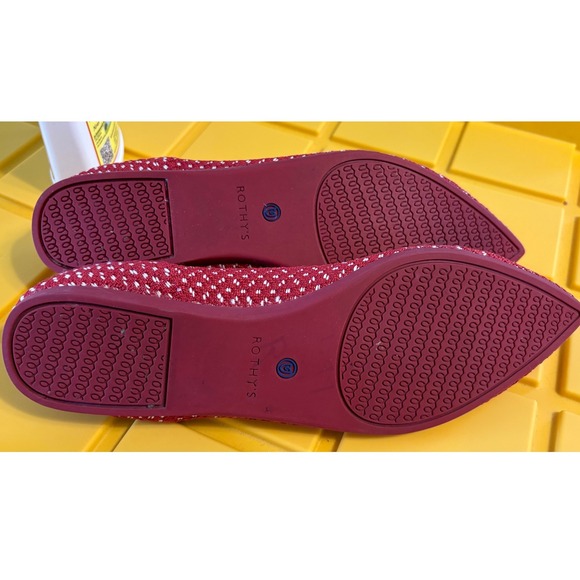 Rothys The Point Red White Knit Pointed Toe Ballet Flats Womens 10.5 Sustainable - Picture 7 of 7